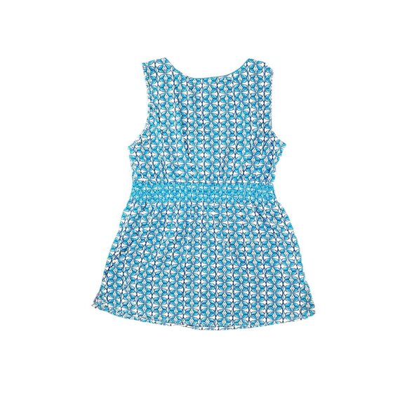 Eddie Bauer Blue Teal Geometric Sleeveless V Neck Blouse Top Women Size Medium - Picture 5 of 7